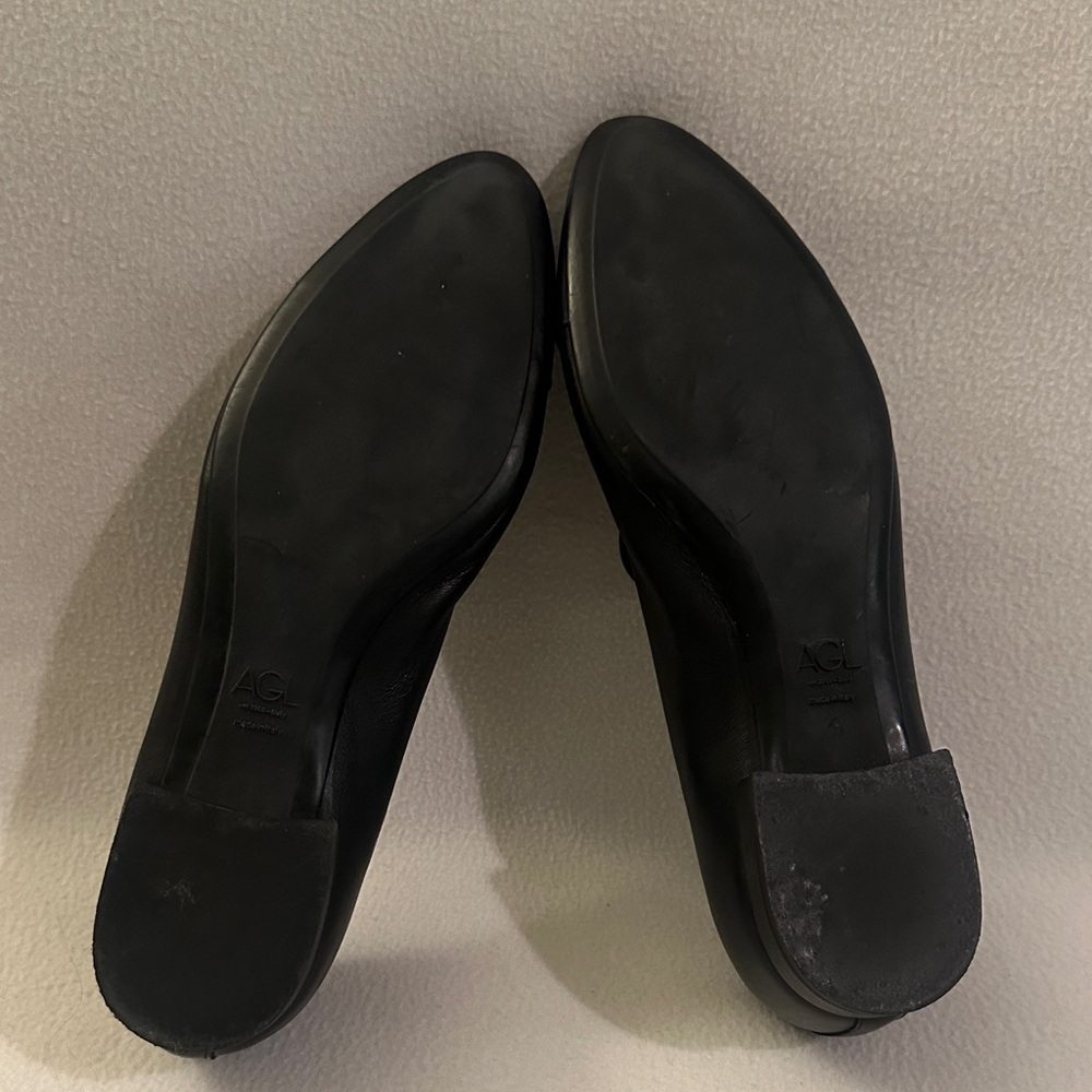 AGL Glossy Toe Black Leather Loafers - Picture 4 of 5